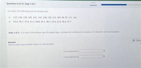 Solved Consider The Following Sets Of Sample Data A Chegg