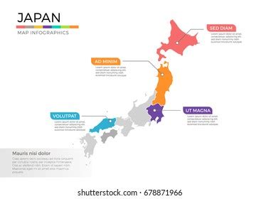 Japan Map Infographics Vector Template Regions Stock Vector Royalty