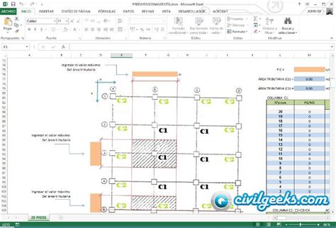 Excel Para Pre Dimensionamiento De Vigas Columnas Y Zapatas