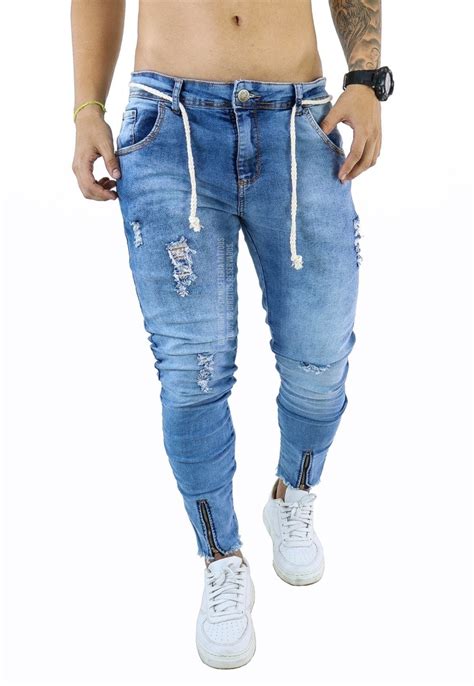 Calça Jeans Rasgada Masculina Skinny Destroyed Ref 2 Compre Agora