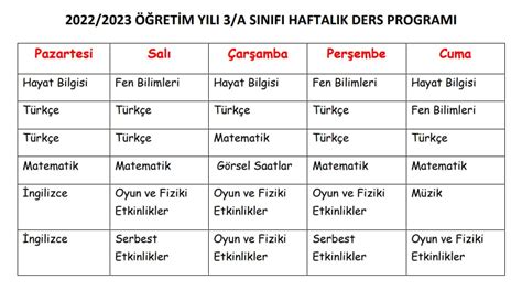 S N F Haftal K Ders Program Etkinlikhane