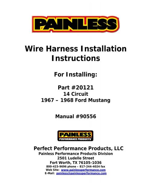 Wire Harness Installation Instructions - Painless Wiring