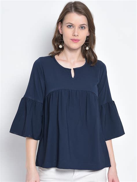 Buy Mayra Women Navy Blue Solid Top Tops For Women 10632208 Myntra