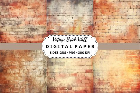 Vintage Brick Wall Digital Paper Graphic By Pcudesigns Creative Fabrica