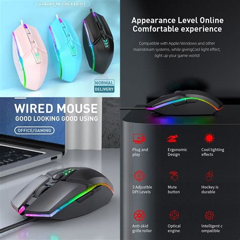 S700 Colorful Light USB Wired Office Gaming Mouse (Black) – Alexnld.com