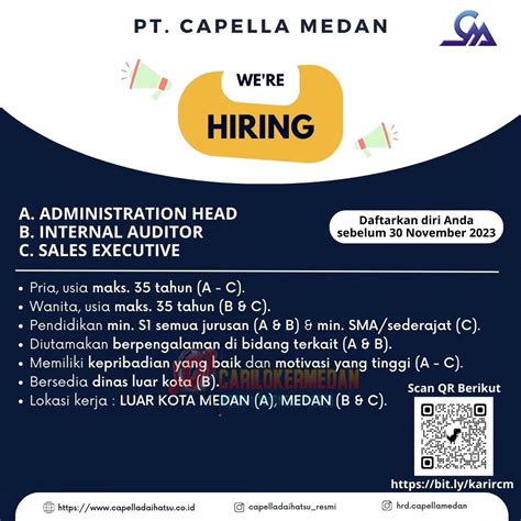 Loker Sma Smk S1 Di Pt Capella Medan November 2023