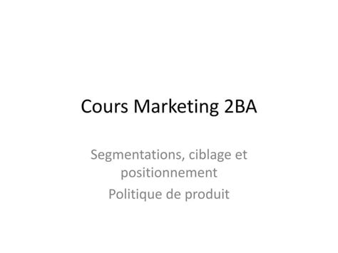 Cours Marketing Strategie Marketingpptx