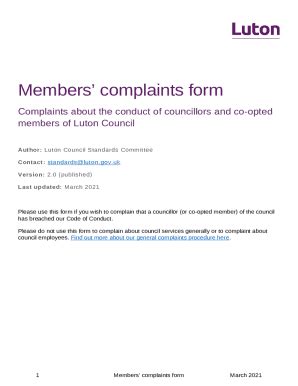 Members Complaints Doc Template Pdffiller