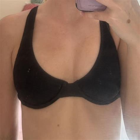 Black Ribbed Rhythm Bikini Top Size Small And Only Depop