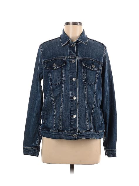 Gap Solid Blue Denim Jacket Size L Off Thredup