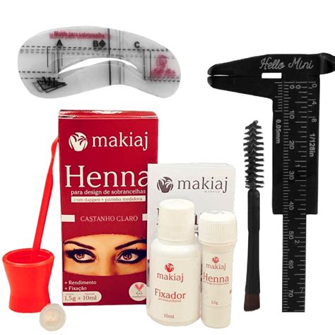 Henna Makiaj Sobrancelha Kit Designer Paquimetro Pincel Duplo E