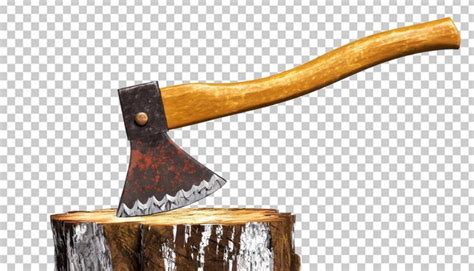 Premium PSD Wooden Rusty Axe Isolated On A Transparent Background