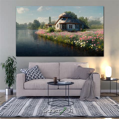 Göl Kenarında Bir Ev Kanvas Tablo | Canvas701 | Kişiye Özel Kanvas ...