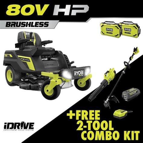 Ryobi 80v Hp Brushless 30 In Battery Electric Cordless Zero Turn Riding Mower With 2 80v 10