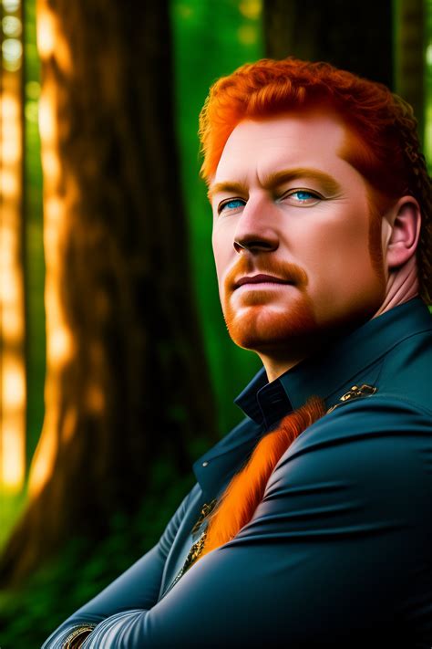 Lexica Romantic Portrait Of A Celtic Man In A Forest With Ruffled Blond Red Hair Blue Eyes