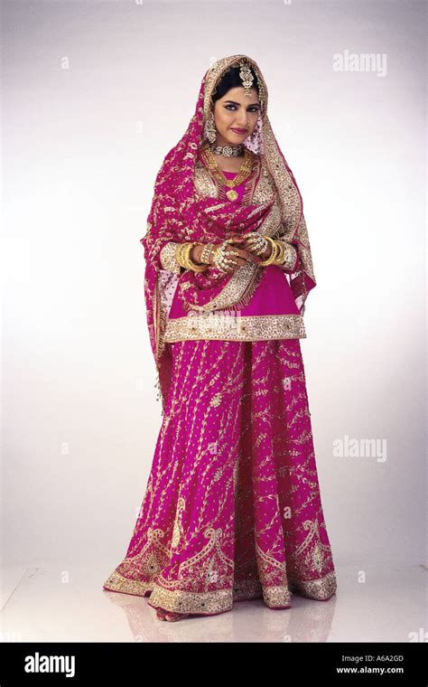 Indian Muslim Bride dressed in bridal wedding marriage dress Stock ...