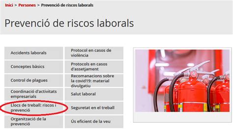 Riscos per llocs de treball del personal PREVENCIÓ DE RISCOS LABORALS