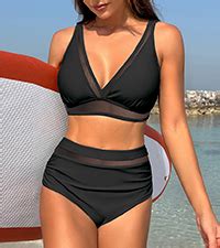 Amazon ZAFUL Women Ribbed Keyhole Tied High Waisted Bikini Spaghetti Straps Two Pieces