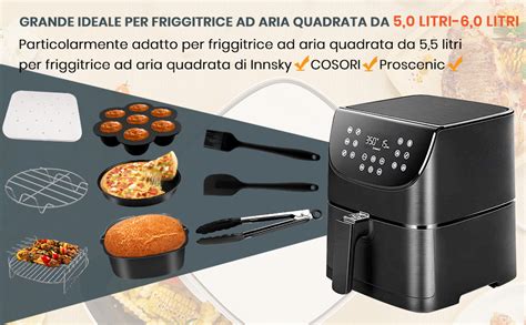 Accessori Friggitrice Ad Aria 55 Litri Quadrato Set Di 12 Accessori Friggitrici Ad Aria Xxl