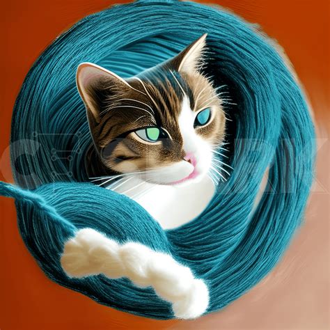 Cats Playing with Yarn 8k Graphic · Creative Fabrica