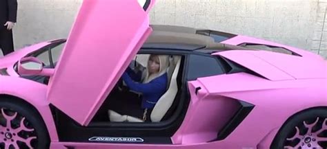 Nicki Minaj Parks Pink Lamborghini Aventador at Kmart