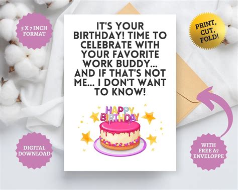 Funny Coworker Happy Birthday Card Favorite Colleague Gift Boss Co