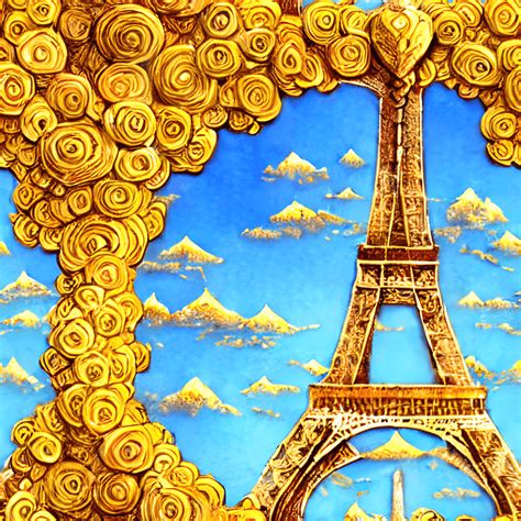 Eiffel Tower Gold Pattern · Creative Fabrica