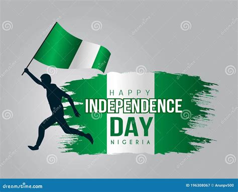 1st October Nigeria Independence Day Template Man Running With Flag