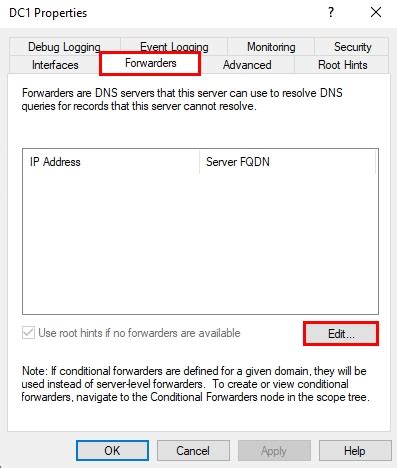 How To Configure DNS Forwarder Conditional Forwarder Windows 2022