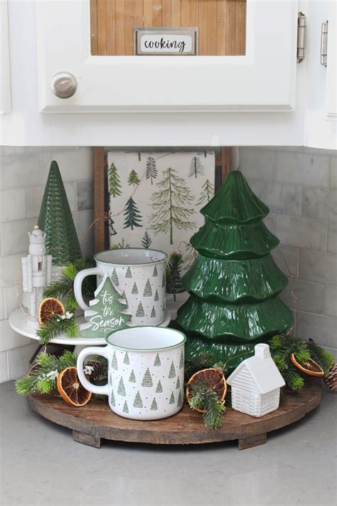 Green And White Kitchen Christmas Decor Clean And Scentsible