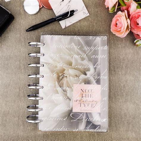 French Handwriting White Ink Translucent Planner Cover For Discbound