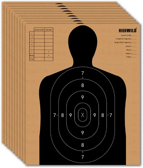 Highwild 13 X 16 Cardboard Targets For Shooting Torso