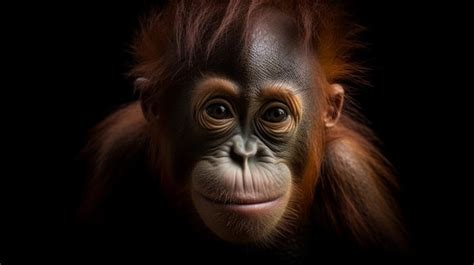 Premium AI Image | A close up of a young orangutan face