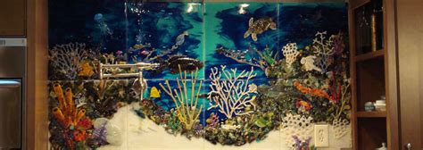 Custom Glass Tile Mural Underwater Seascape In Kitchen Backsplash