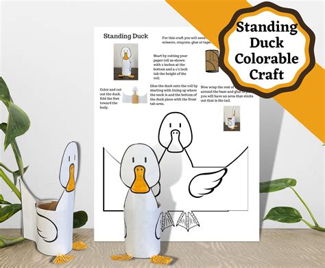 Printable Standing Duck Craft Mage With Toilet Paper Roll Or