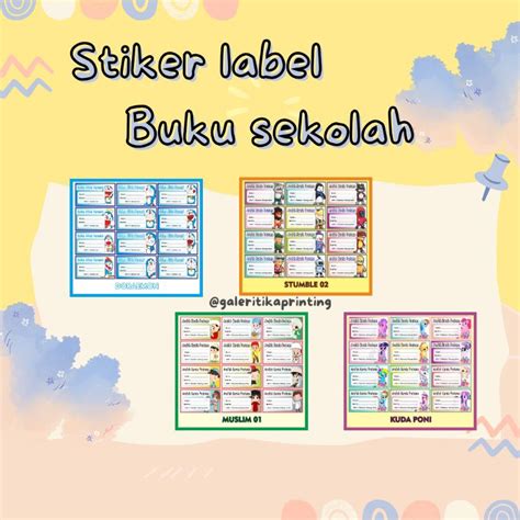 Jual ISI 20 PCS STIKER LABEL BUKU NAMA SEKOLAH MAPEL CUSTOM MATA