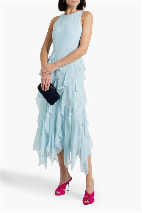 BADGLEY MISCHKA Ruffled Chiffon Midi Dress THE OUTNET