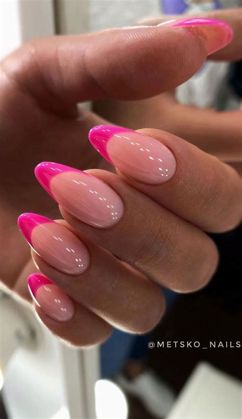 50 Cute Summer Nail Ideas For 2020 In 2020 Pink Tip Nails French Tip Acrylic Nails Colored