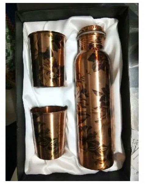 Ml Printed Copper Water Bottle Gift Set Packaging Type Box At