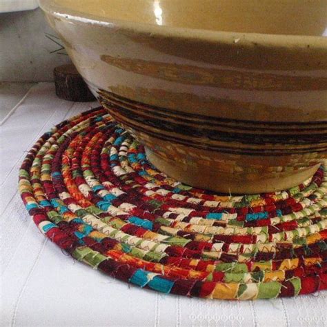Coiled Fabric Hot Pad Trivet Table Mat Deep Colors