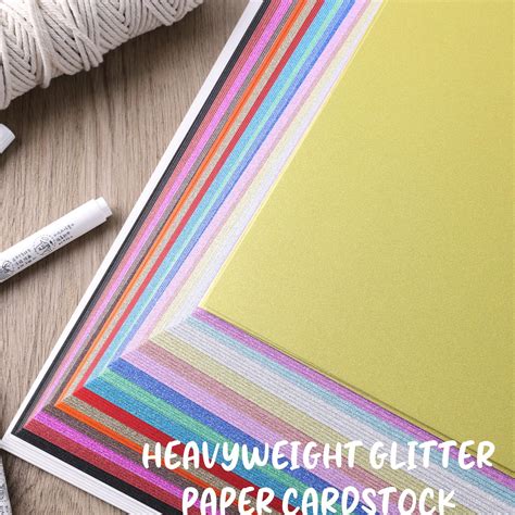 100 Sheets Glitter Cardstocks A4 Heavyweight Craft Paper Shimmer Cardstock