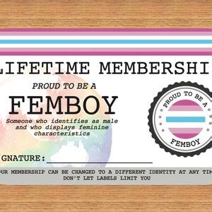 Femboy Lifetime Membership Card Gay Pride Card Lgbt Identity Card Perfect Rainbow