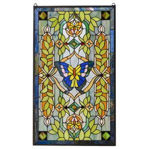 W X H Handcrafted Jeweled Stained Glass Window Panel