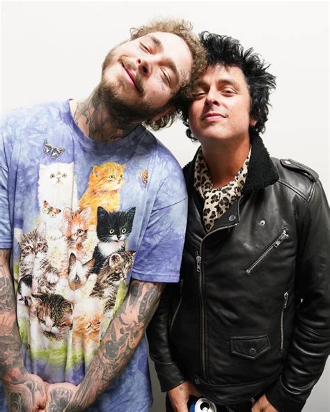 Post Malone With Billie Joe Armstrong In a Tie-Dye Cat T-Shirt