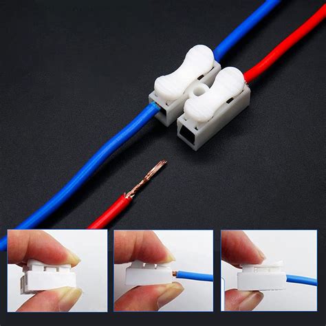 2-Way Quick Push Type Lock Electric Wire Connectors for Cable Terminals, Screwless Quick ...