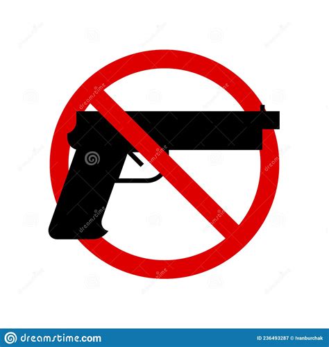 No Gun Prohibition Sign Forbidden Round Sign Stock Illustration