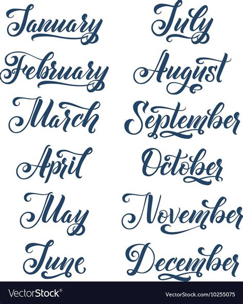 Calligraphy Months Of The Year Set Make Your Own Calendar Download A