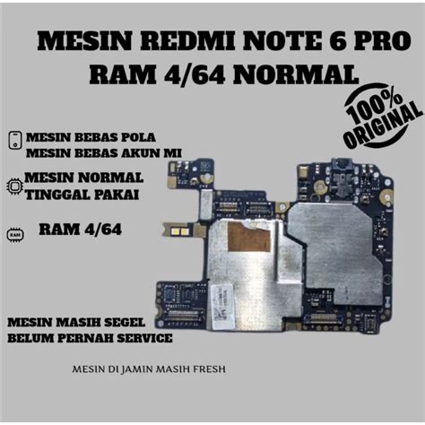 Jual Mesin Motherboard Normal Xiaomi Redmi Note 6 Pro Ram 3 32 4 64