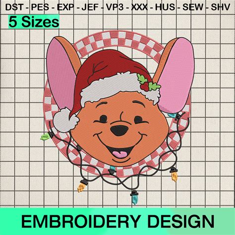 Pooh Flowers Christmas Embroidery Design Pooh Christmas Machine