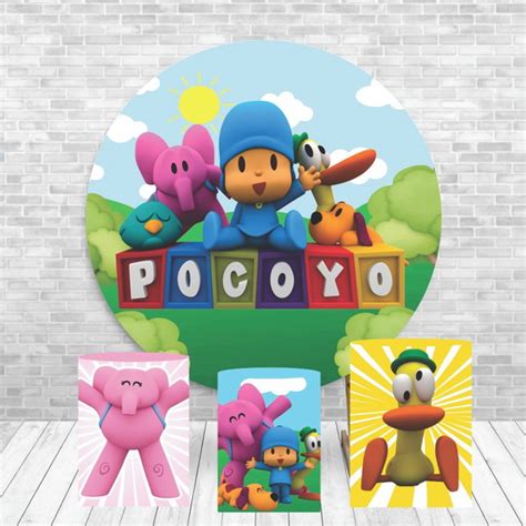 Trio Capas Cilindro Pocoyo Painel Em Lona X Elo